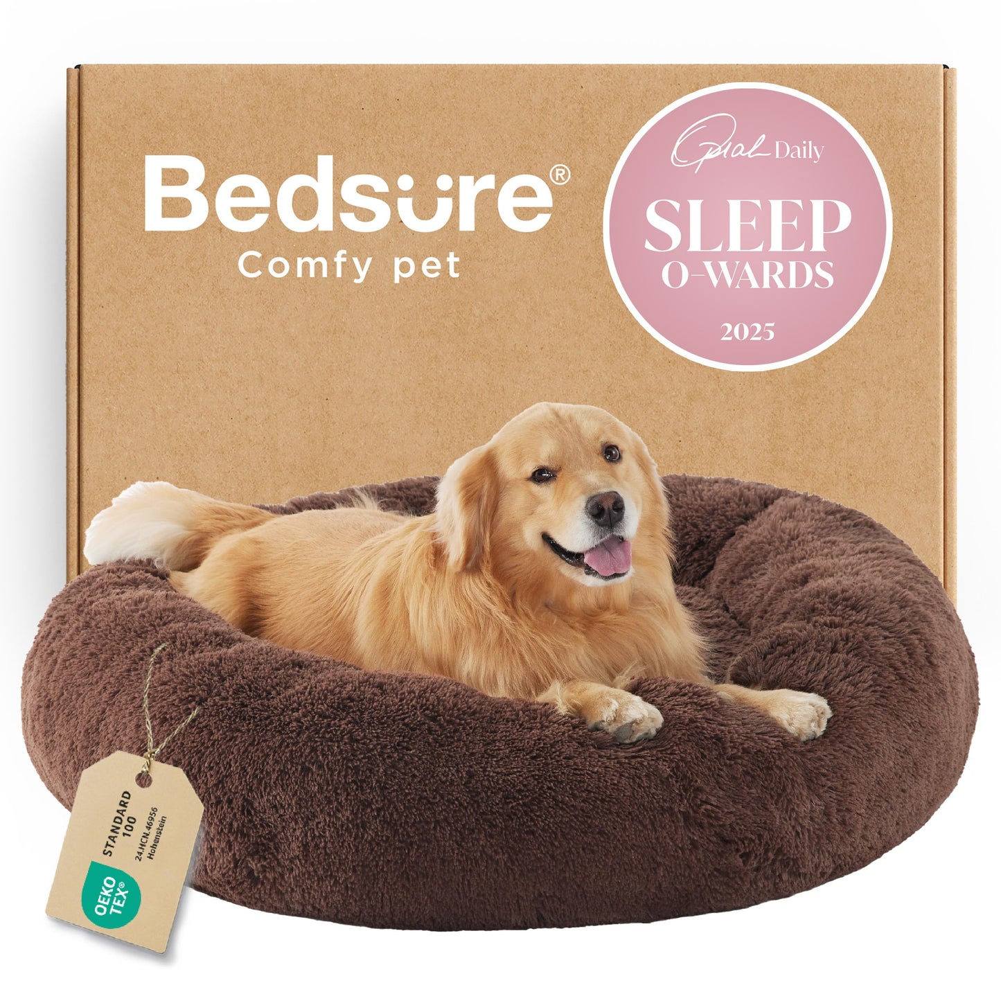 Calming Donut Pet Bed with Washable Faux Fur