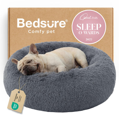 Calming Donut Pet Bed with Washable Faux Fur