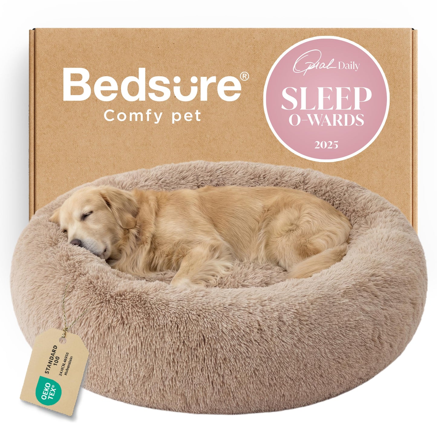 Calming Donut Pet Bed with Washable Faux Fur