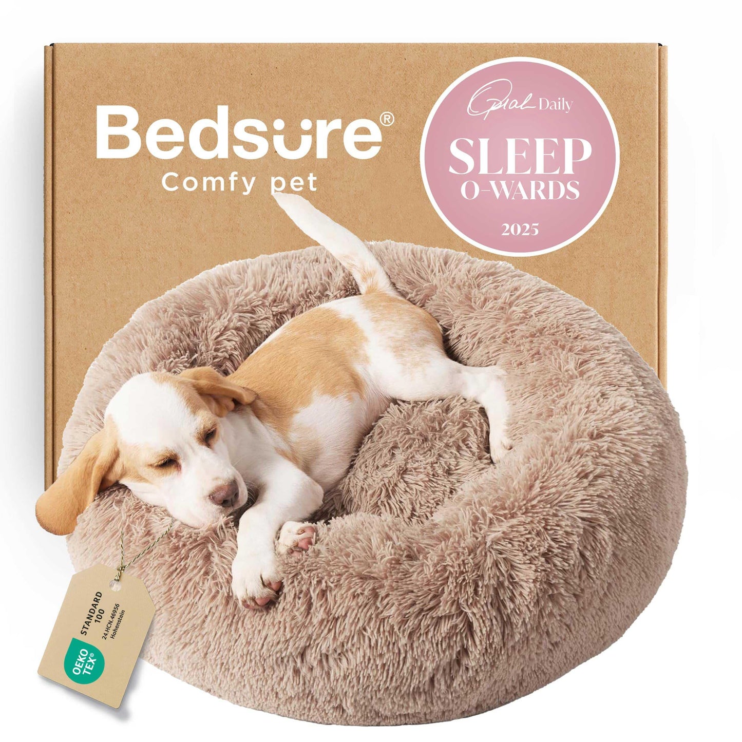Calming Donut Pet Bed with Washable Faux Fur