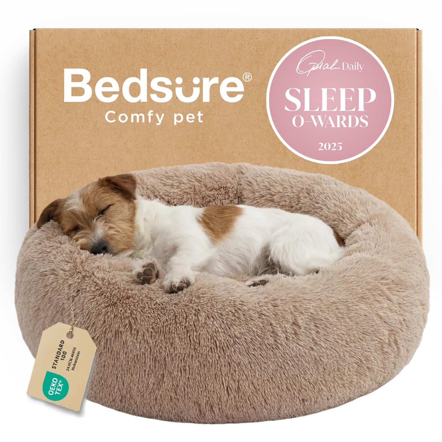 Calming Donut Pet Bed with Washable Faux Fur
