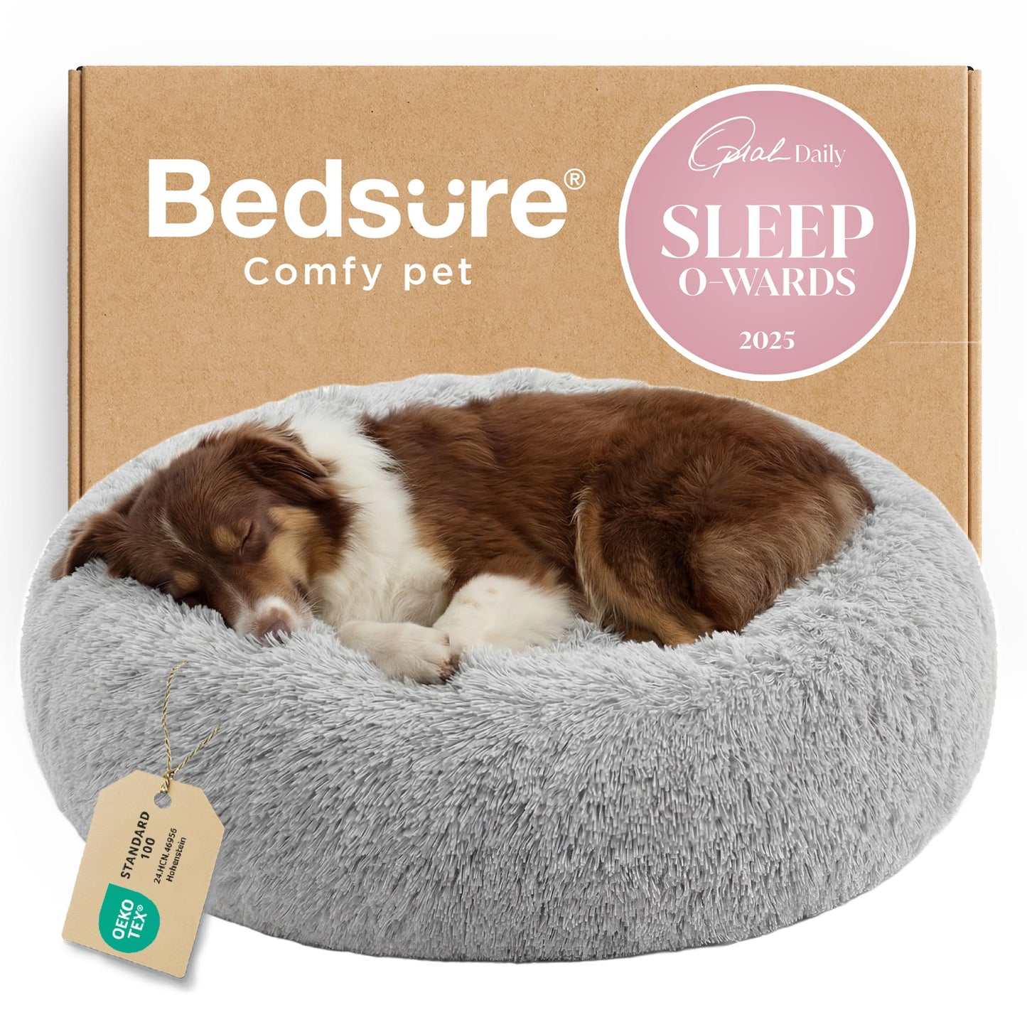 Calming Donut Pet Bed with Washable Faux Fur