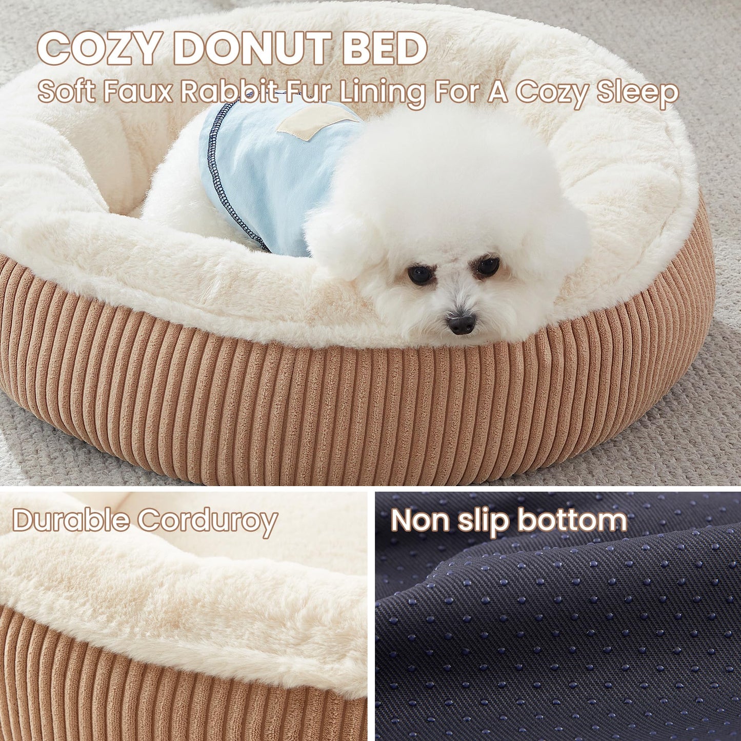 Calming Donut Pet Bed for Dogs & Cats