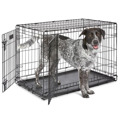 30-Inch Double Door Folding Dog Crate with Divider