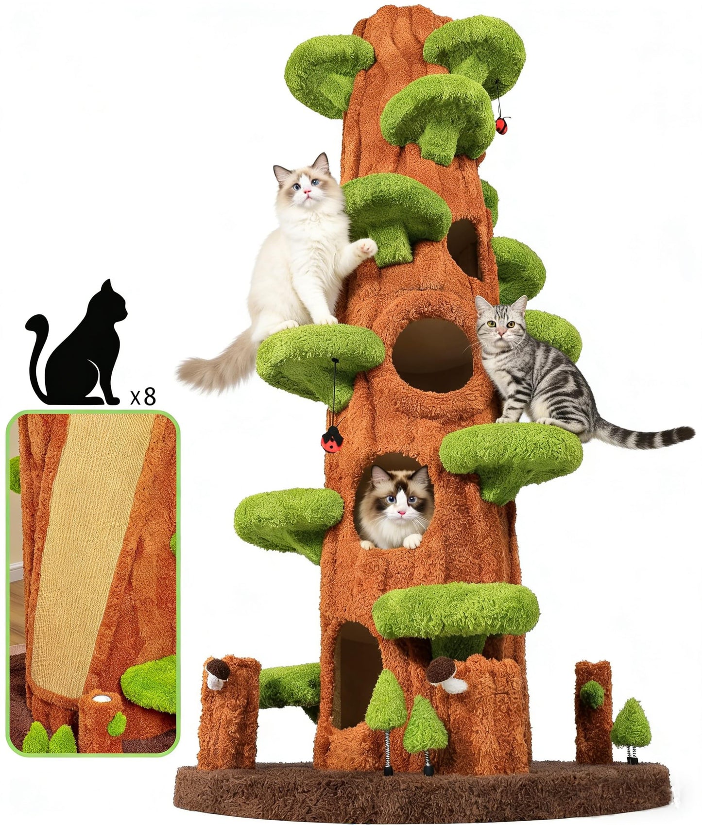 88-Inch Multi-Level Cat Tree with Condo & Perches