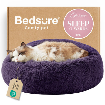 Calming Donut Pet Bed with Washable Faux Fur