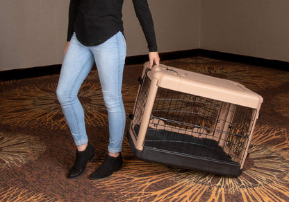 4-Door Steel Pet Crate with Plush Bed & Travel Bag