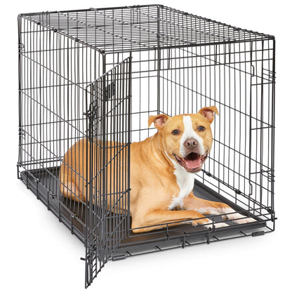 30-Inch Double Door Folding Dog Crate with Divider