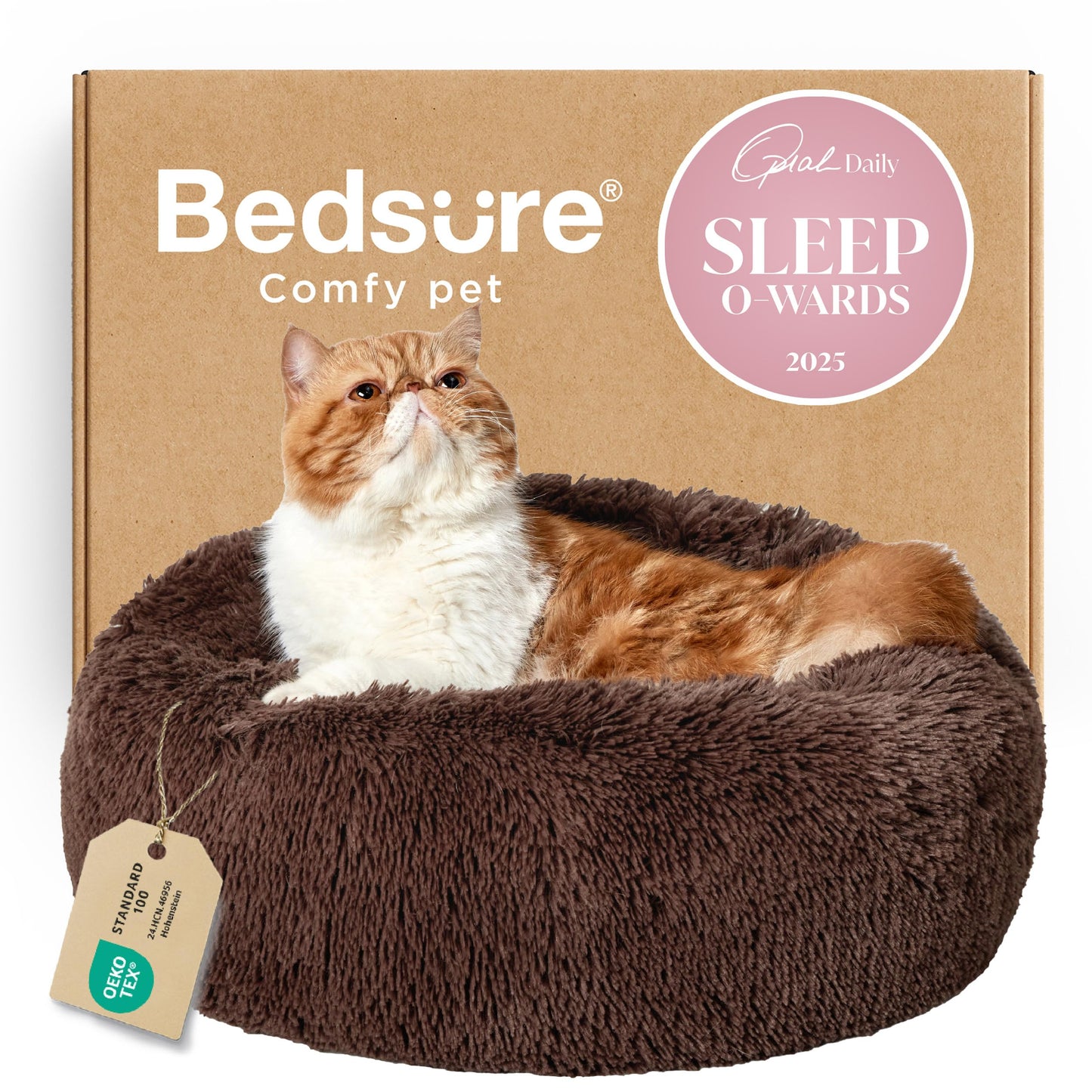 Calming Donut Pet Bed with Washable Faux Fur