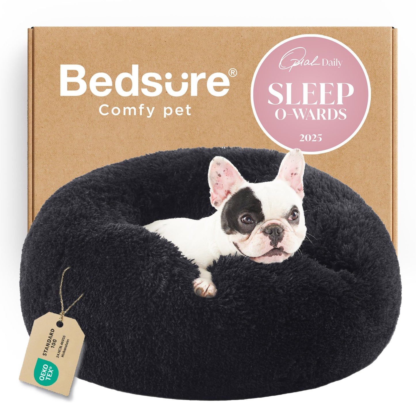 Calming Donut Pet Bed with Washable Faux Fur