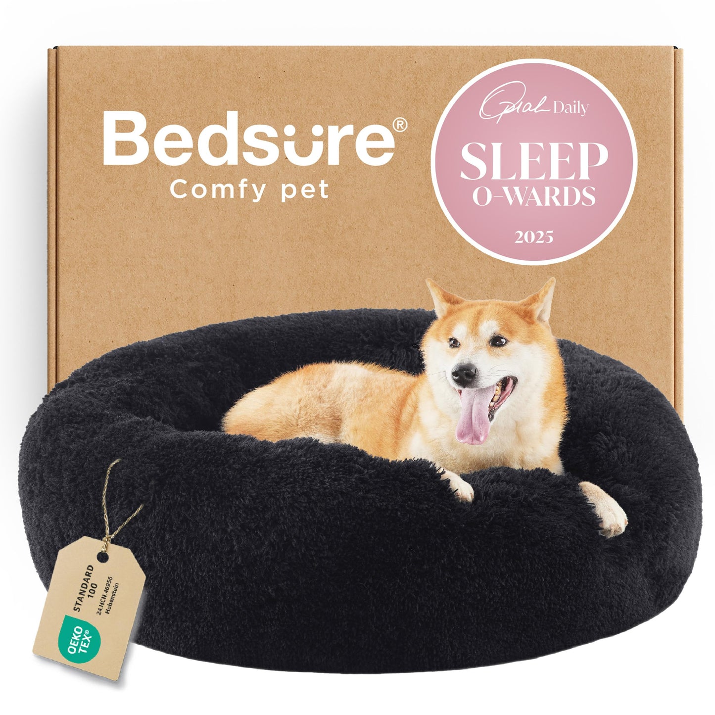 Calming Donut Pet Bed with Washable Faux Fur