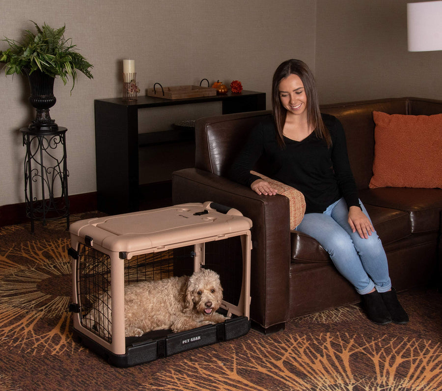 4-Door Steel Pet Crate with Plush Bed & Travel Bag