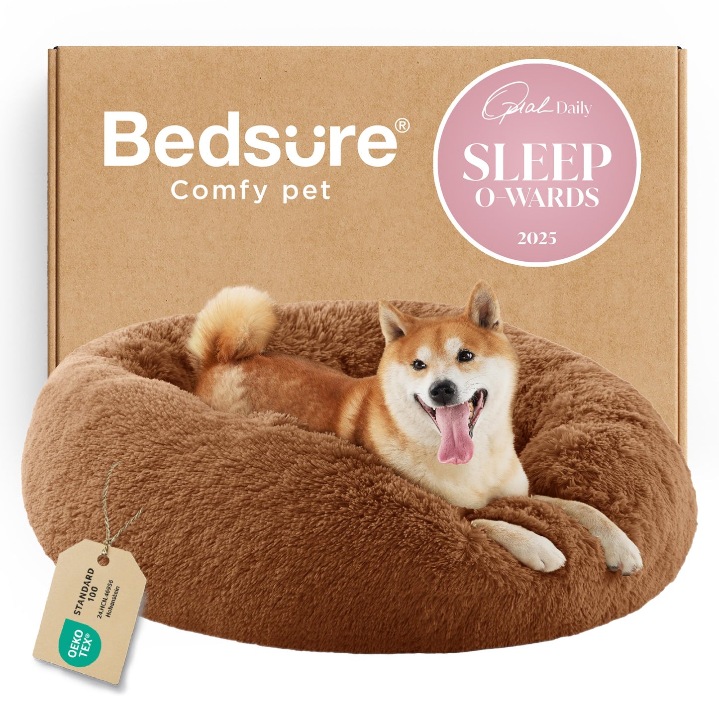 Calming Donut Pet Bed with Washable Faux Fur