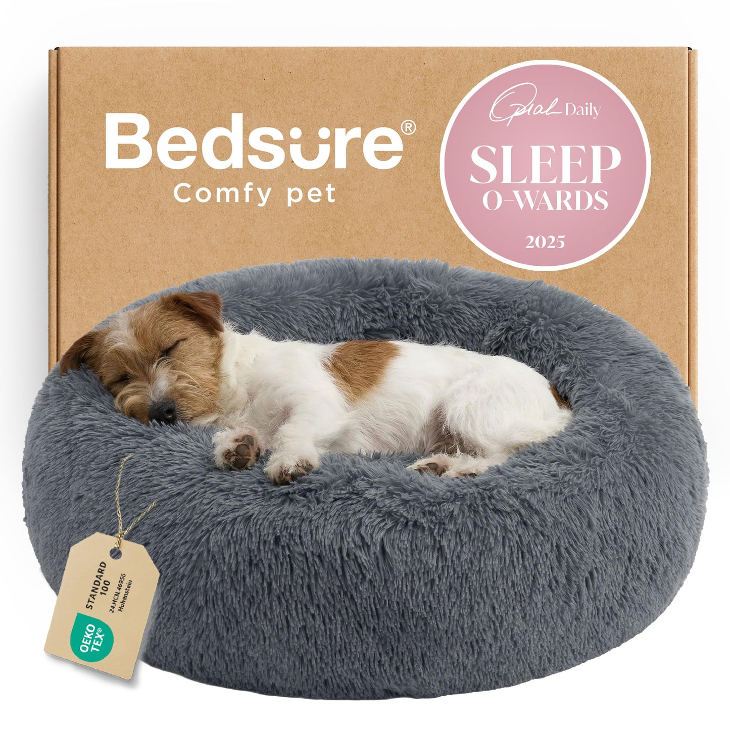 Calming Donut Pet Bed with Washable Faux Fur
