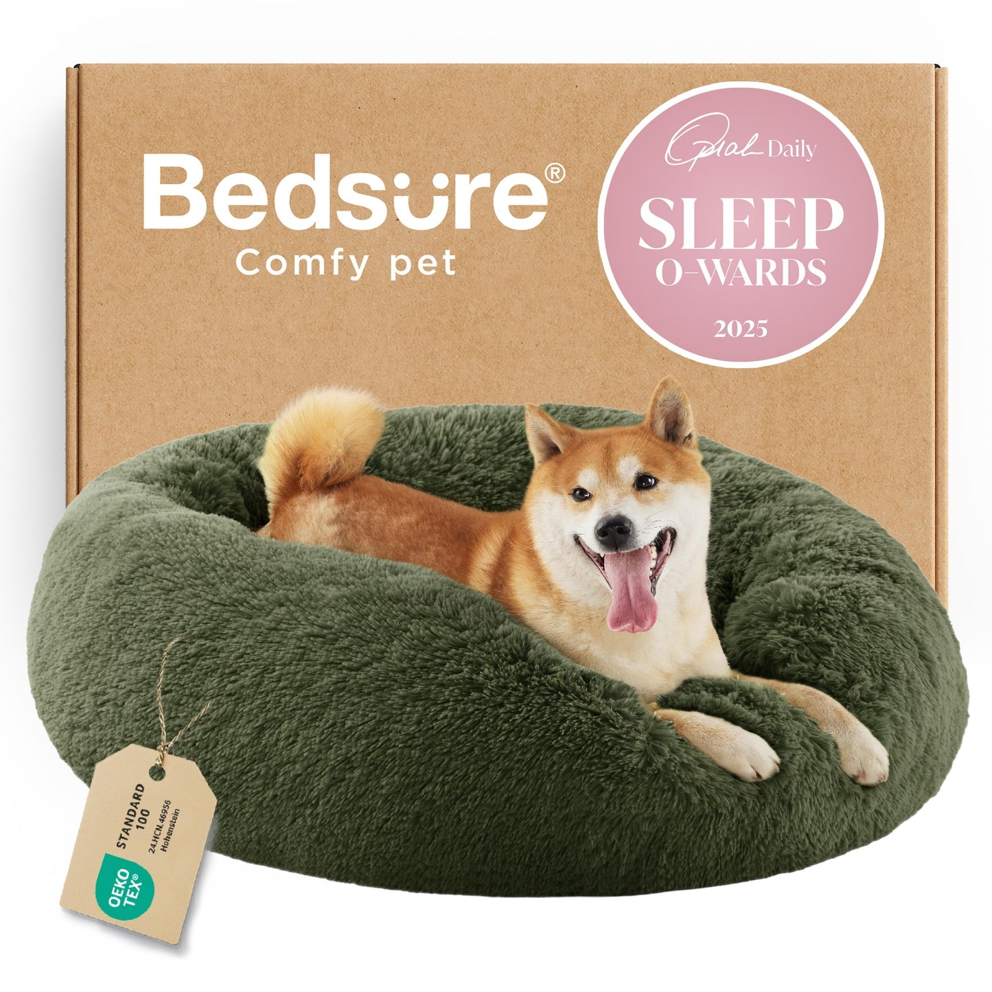 Calming Donut Pet Bed with Washable Faux Fur