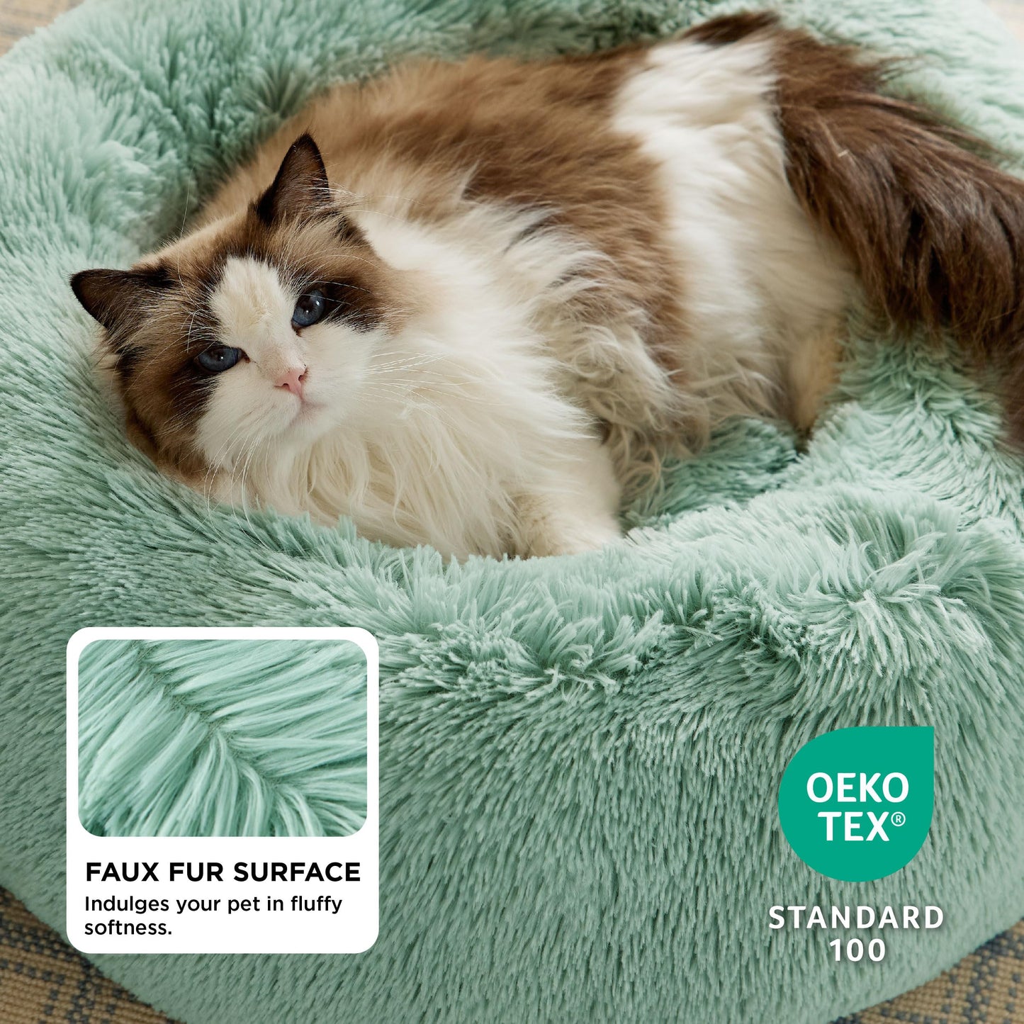 Calming Donut Pet Bed with Washable Faux Fur