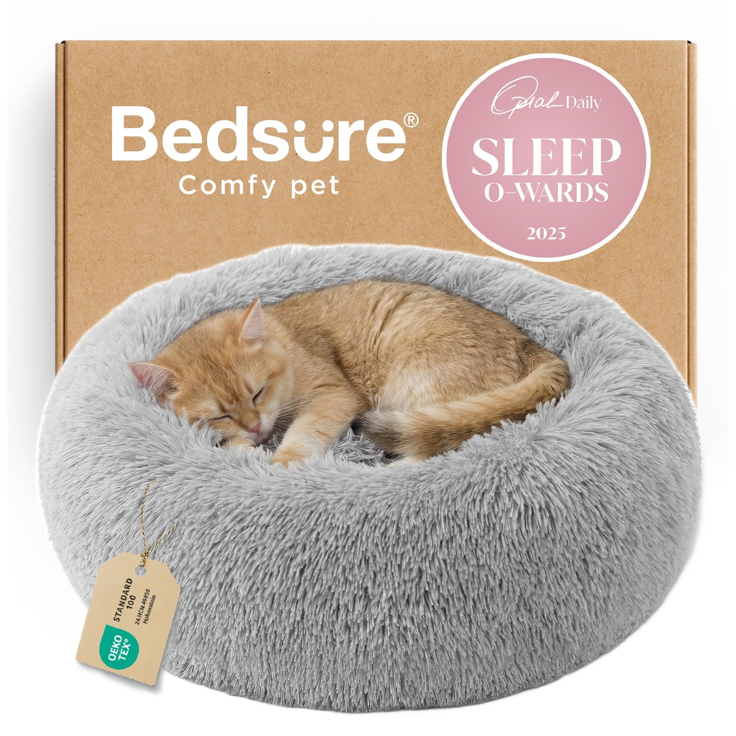 Calming Donut Pet Bed with Washable Faux Fur